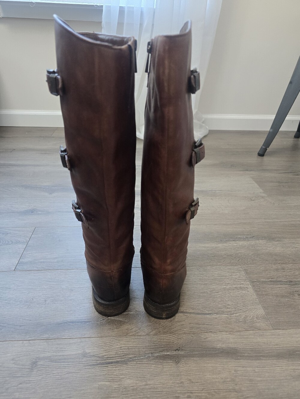 Vince Camuto Fenton Riding Boots Distressed Finish Lace Up Buckles Sz 7 - Picture 7 of 14